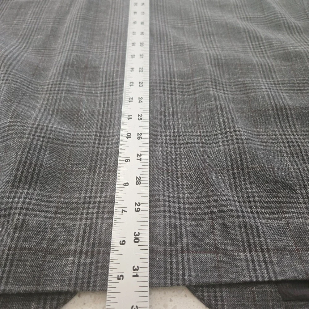 Hickey Freeman Blazer Mens 52R Grey Plaid Wool Silk Linen Classic Fit Sport Coat